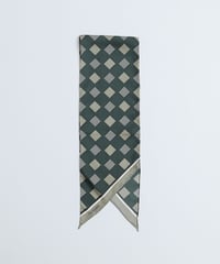 #-25 Hand print silk scarf (Green)