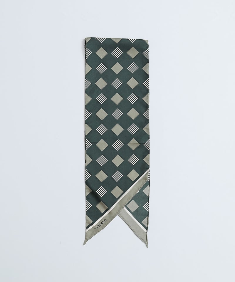 25 Hand print silk scarf (Green) | UNFOLK