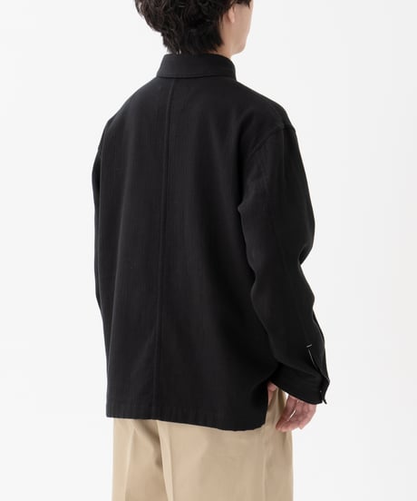 “UNFOLK CLASSIC” Enshu soft herringbone shirt jacket (Black)