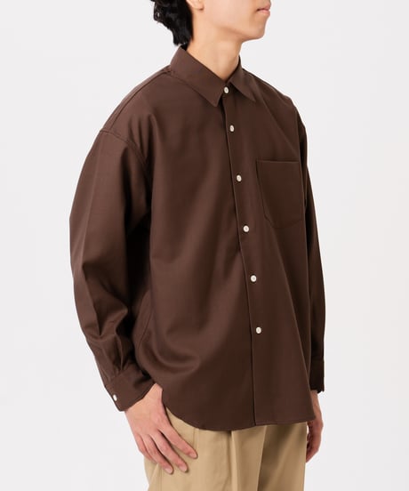 #-41 2way detachable collar wool shirt（Brown）