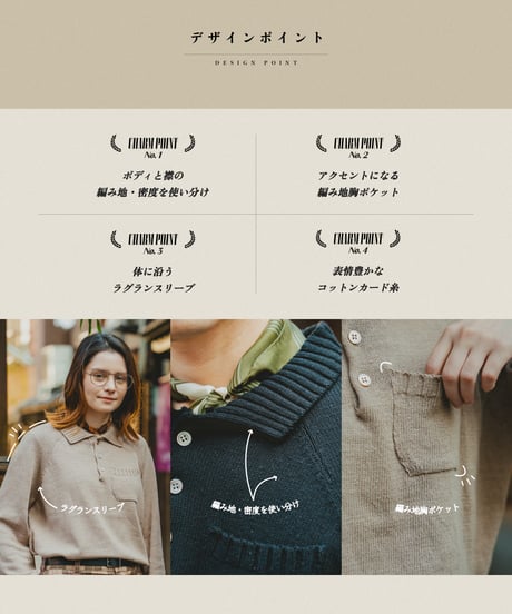 #-33 7×3G cotton knit polo (Beige)