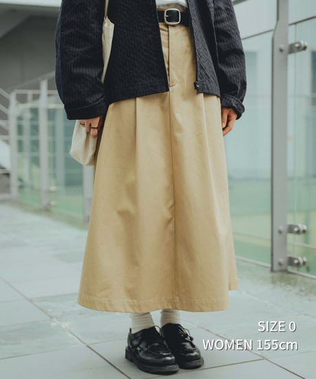#-70 Ventile gabardine 2tuck skirt (Beige)