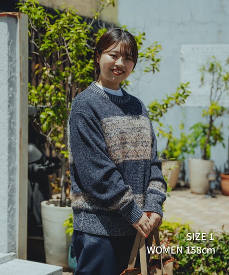 #-68 Fair isle pattern jacquard knit (Green)