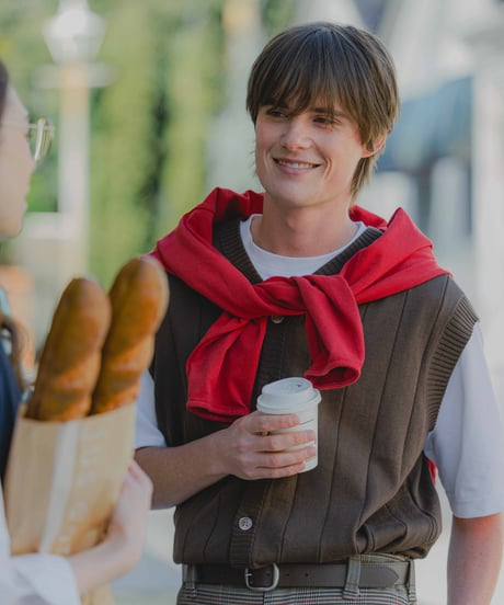 #-09 16G giza cotton vneck knit vest (Brown)
