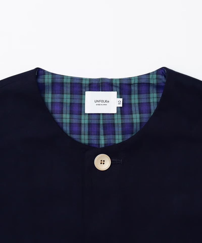 48 Peach brushed classic vest (Navy) | UNFOLK