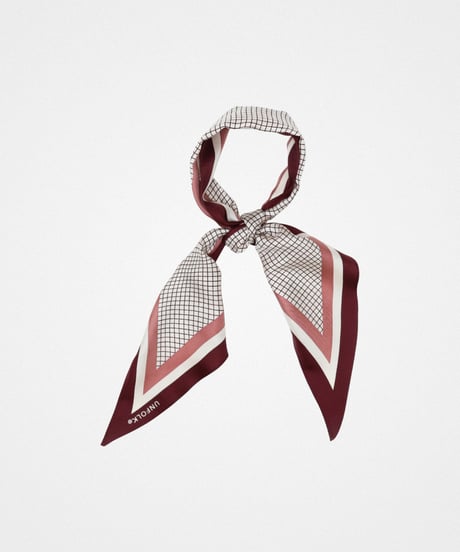#-14 Hand print silk scarf (Burgundy)