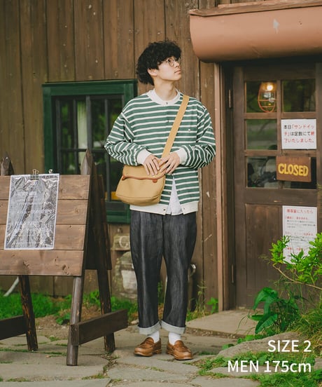 #-19 Heavy weight border cardigan (Green)