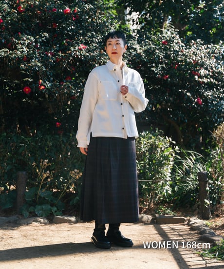 “UNFOLK CLASSIC” Enshu soft herringbone shirt jacket (White)
