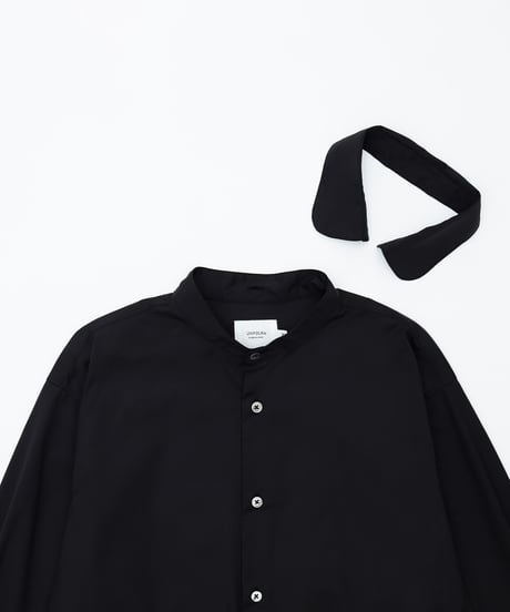 #-44 2way detachable collar shirt onepiece (Black)