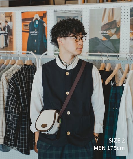 #-48 Peach brushed classic vest (Navy)