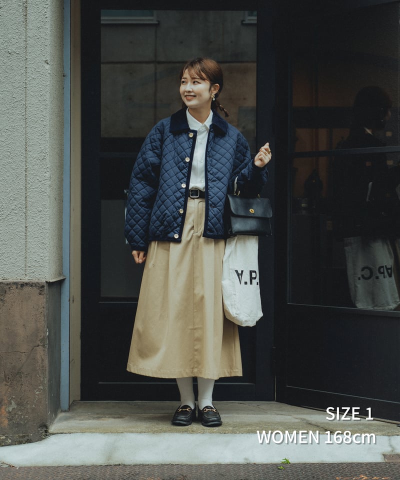 71 Diamond Quilt 2way blouson (Navy) | UNFOLK