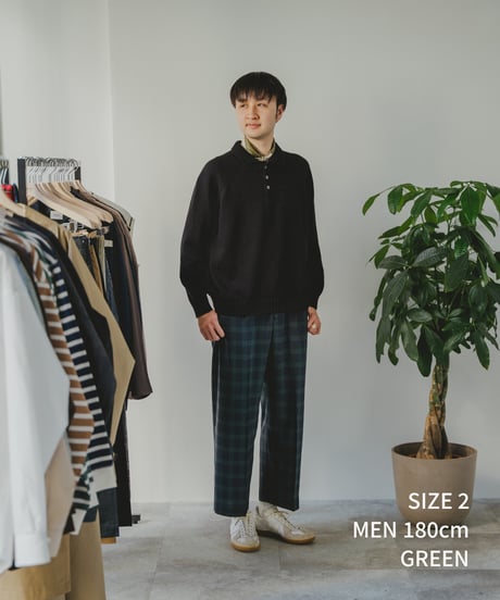 #-36 Seamless classic check slacks (Green)