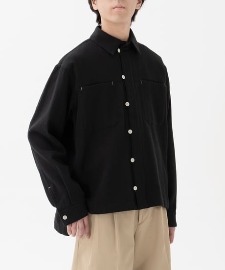 “UNFOLK CLASSIC” Enshu soft herringbone shirt jacket (Black)