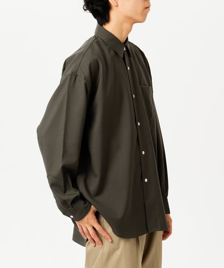 #-41 2way detachable collar wool shirt（Green）