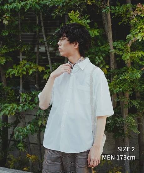 #-60 2way detachable collar short sleeve shirt (White)