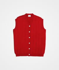#-09 Giza cotton vneck knit vest (Red)