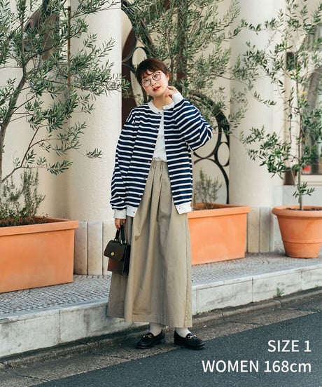 #-19 Heavy weight border cardigan (Navy)