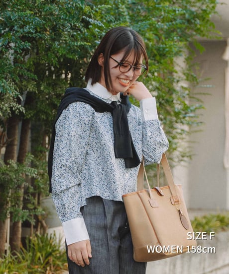 #-79 2way detachable collar liberty print shirt (Navy)