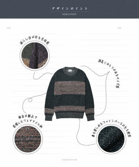 #-68 Fair isle pattern jacquard knit (Navy)