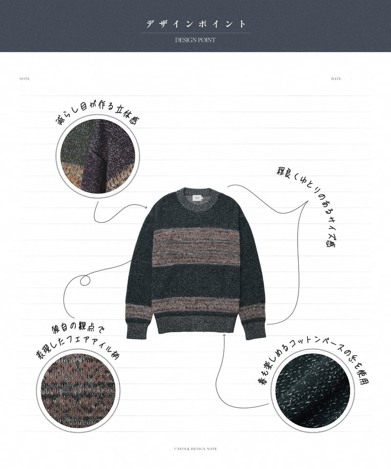 68 Fair isle pattern jacquard knit (Navy) | U