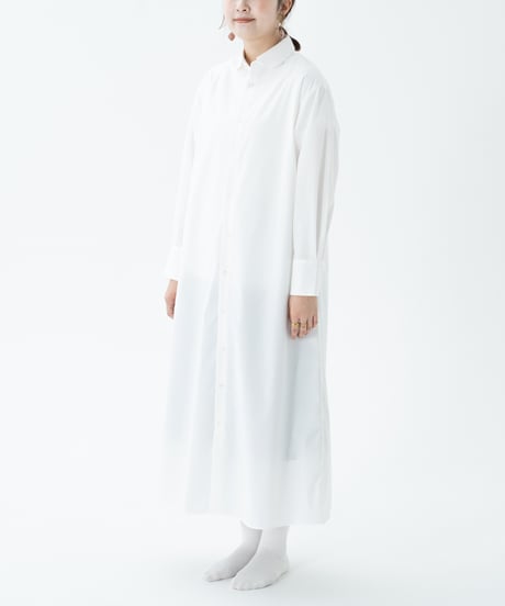 #-44 2way detachable collar shirt onepiece (White)
