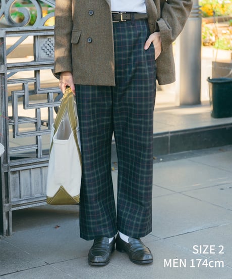 #-21 Seamless classic check pants (Green)
