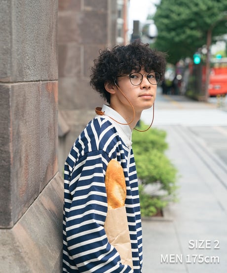 #-19 Heavy weight border cardigan (Navy)