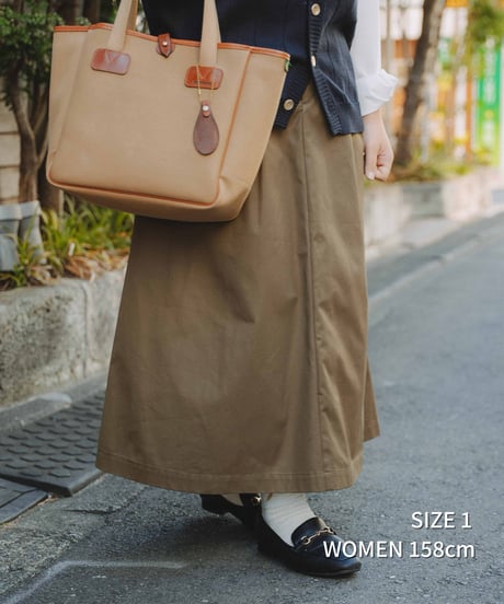 #-70 Ventile gabardine 2tuck skirt (Khaki)