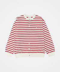 #-19 Heavy weight border cardigan (Red)