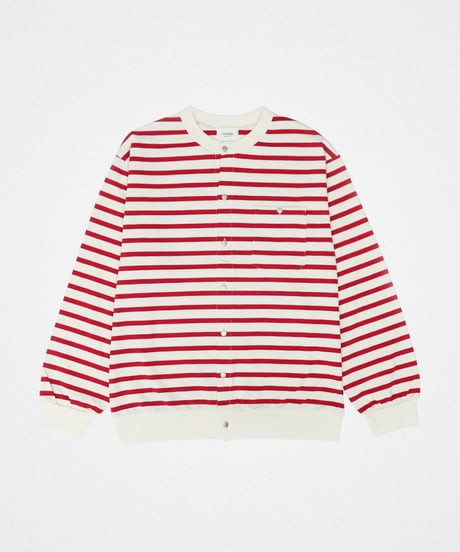 #-19 Heavy weight border cardigan (Red)