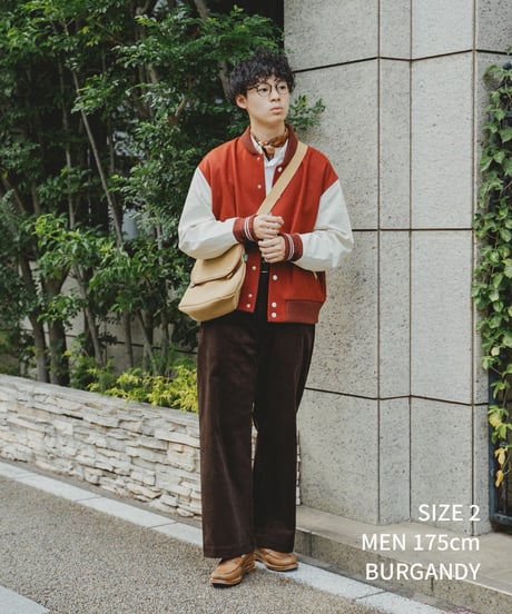 #-50 Wool melton relax varsity jacket (Navy)