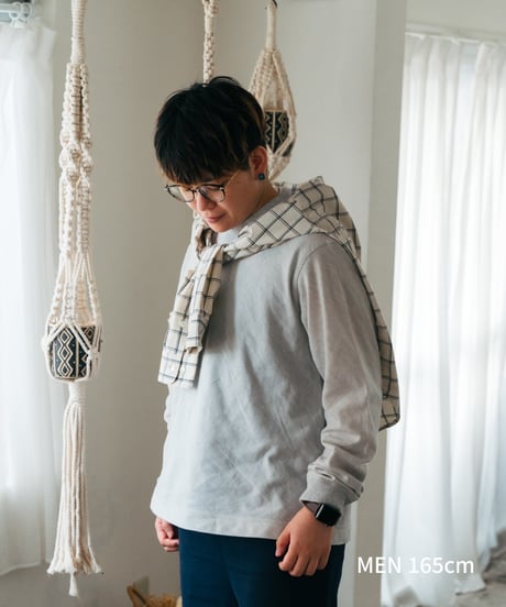 "UNFOLK CLASSIC" Banshu double gauze bias cut tshirt