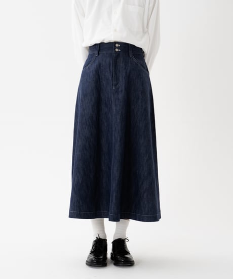 #-58 EX. Rigid denim flare skirt