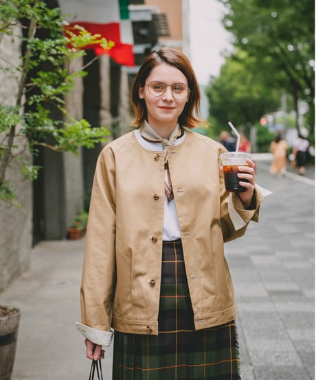 #-05 Ventile gabardine nocollar blouson (Beige)