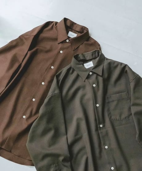 #-41 2way detachable collar wool shirt（Brown）