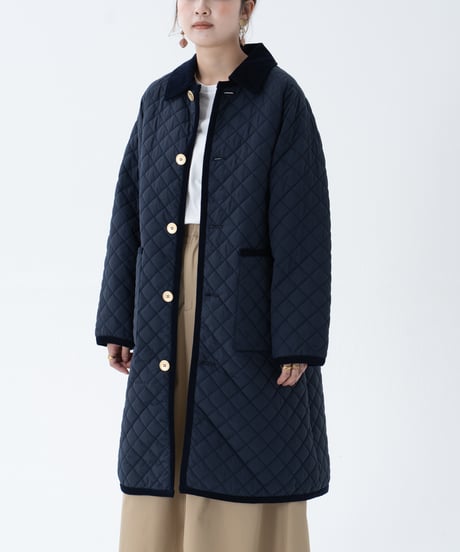 #-72 Diamond Quilt 2way coat (Navy)