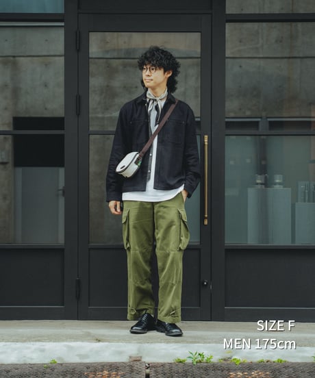 "UNFOLK CLASSIC" Banshu wool mix soft herringbone shirt jacket (Black)