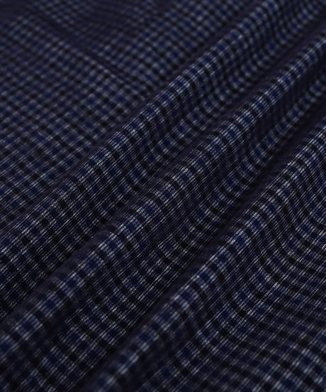#-43 2way detachable collar corduroy check shirt（Navy）