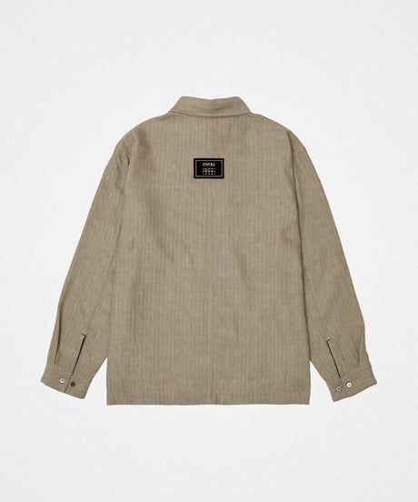 "UNFOLK CLASSIC" Banshu wool mix soft herringbone shirt jacket (Beige)