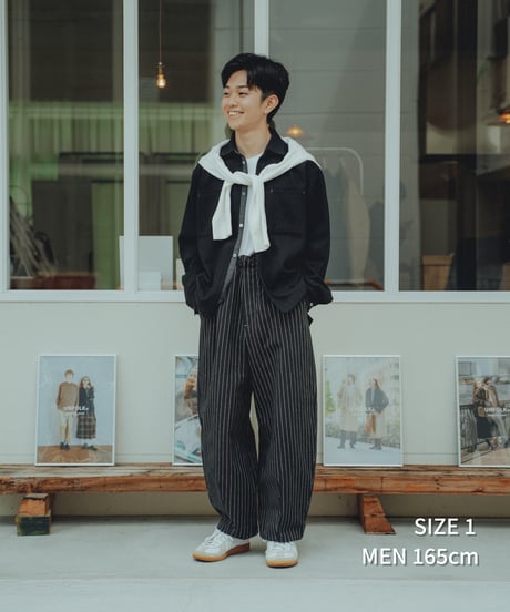 “UNFOLK CLASSIC” Banshu stripe pattern baloon pants