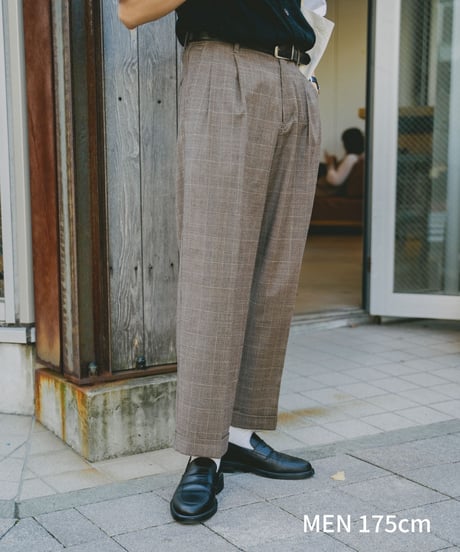 #-12 Gren check wool classic slacks