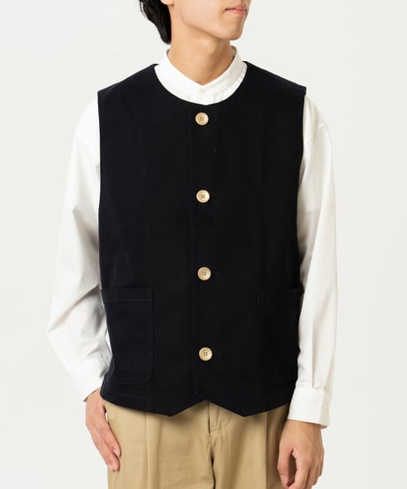 #-48 Peach brushed classic vest (Navy)