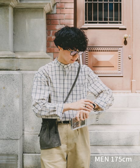 #-06 Windowpane check stand collar shirts