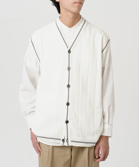 #-09 16G giza cotton vneck knit vest (Ivory)