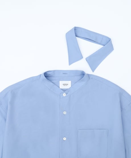#-60 2way detachable collar short sleeve shirt (Blue)