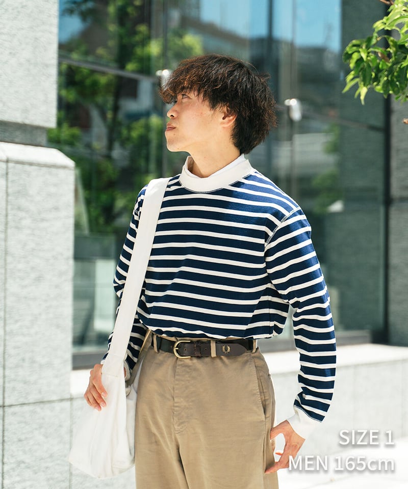 20 Heavy weight border long tshirt (Navy) | U