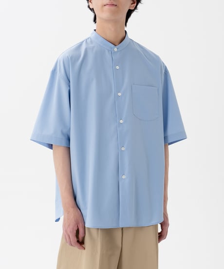 #-60 2way detachable collar short sleeve shirt (Blue)