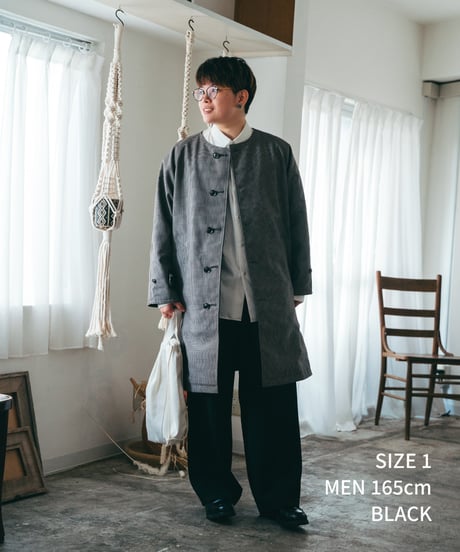 #-27 Reversible nocollar coat (Black)