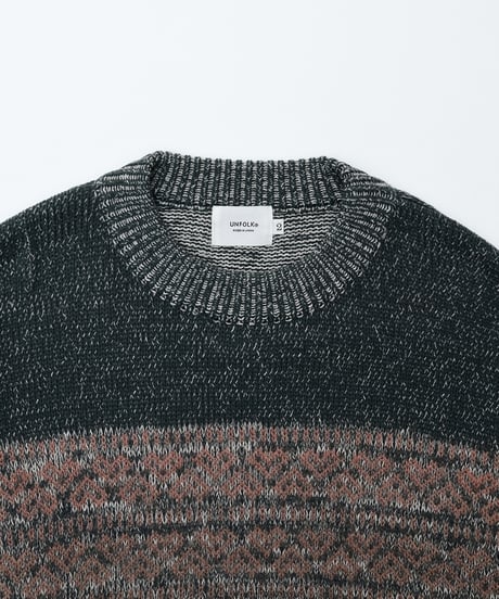 #-68 Fair isle pattern jacquard knit (Green)