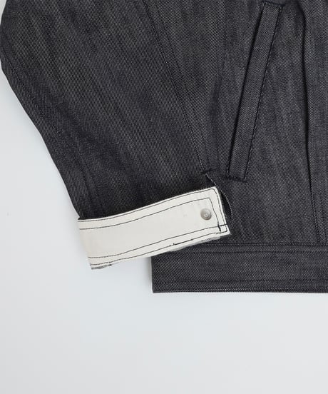 #-32 Rigid denim nocollar blouson (Indigo)